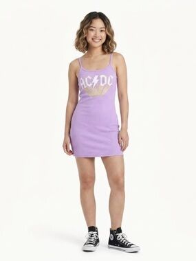 ACDC Dress size XL Rock band lavender mini tank Y2K style